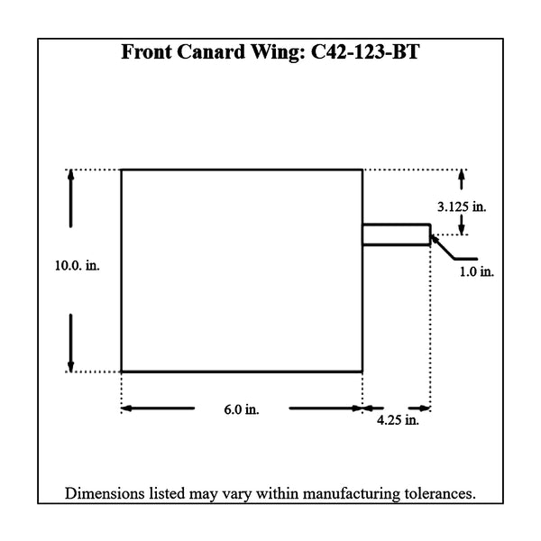 C42-123-BT-Diagram Aluminum Front Canard Wings Inner and Outer Tips 6 Inch B Style