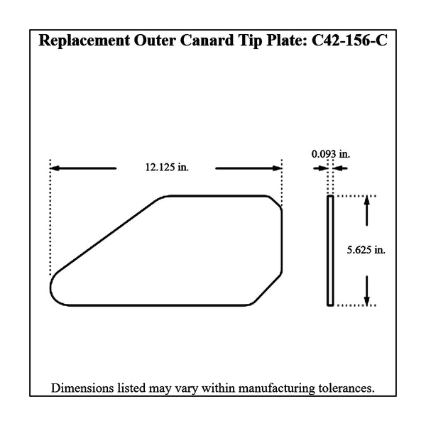 C42-127-CT-Diagram-2 Aluminum Front Canard Wings Inner and Outer Tips 12 Inch C Style