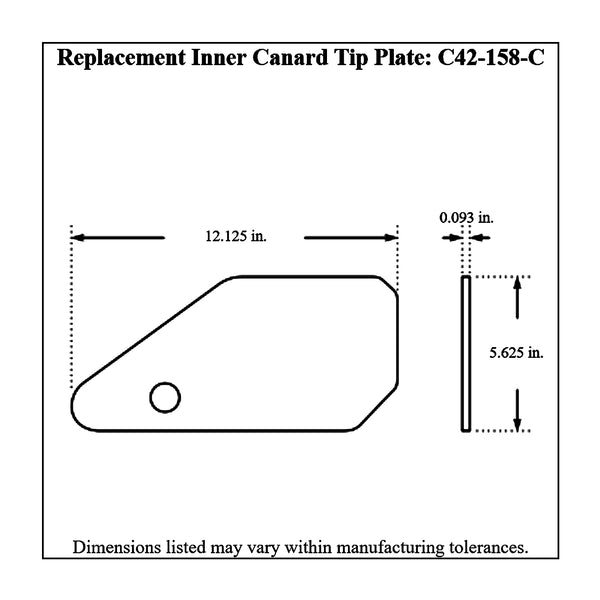 C42-127-CT-Diagram-3 Aluminum Front Canard Wings Inner and Outer Tips 12 Inch C Style