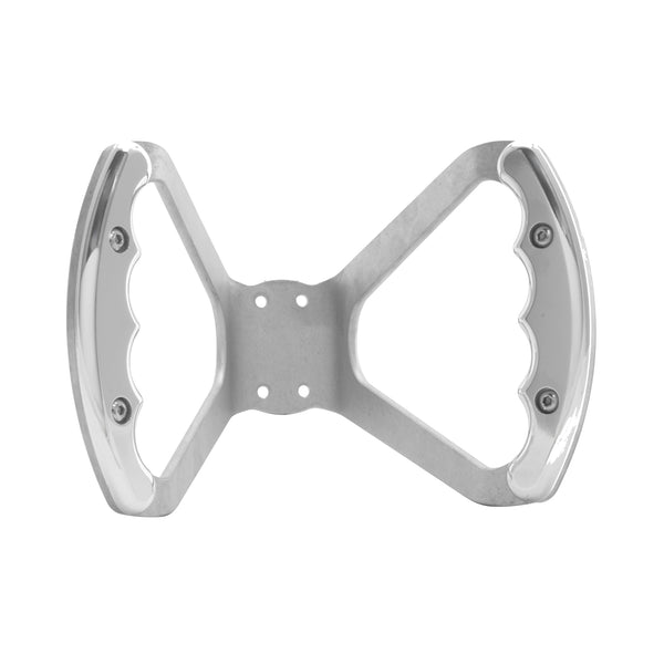 C42-482-D-R Billet Aluminum Butterfly Steering Wheel Raw Aluminum Base Drilled Base Polished Grips