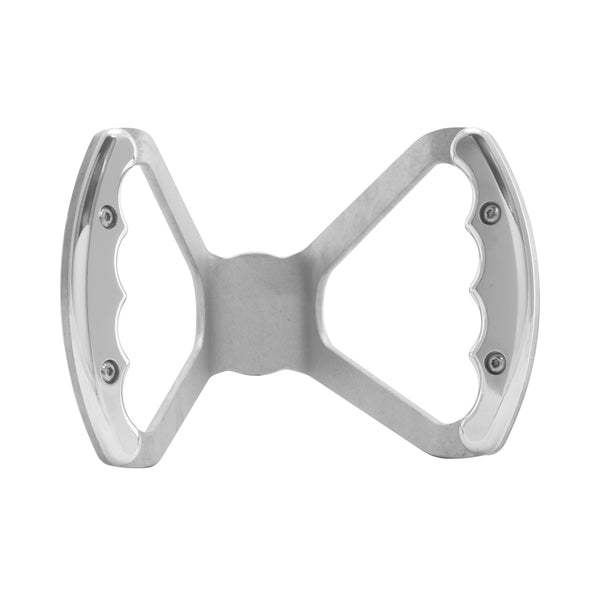 C42-482-R Billet Aluminum Butterfly Steering Wheel Raw Aluminum Base Undrilled Base Polished Grips