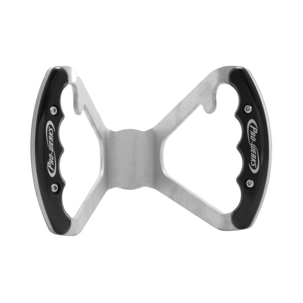 C42-487-B-R Billet Aluminum Butterfly Steering Wheel Raw Aluminum Base Undrilled Base - with Button Tabs Black Grips