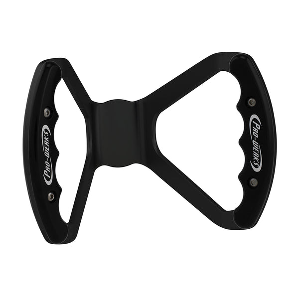 C42-487-BLK_2 Billet Aluminum Butterfly Steering Wheel Black Anodized Base Undrilled Base Black Grips