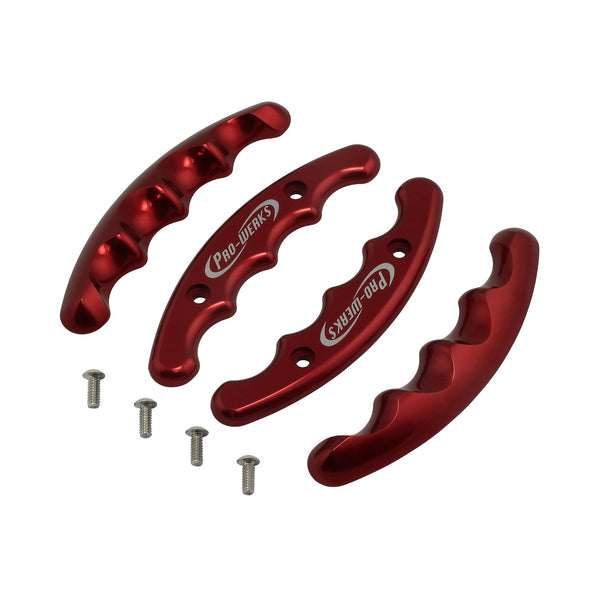 C42-491 Ergonomic Billet Aluminum Butterfly Wheel Grips with Hardware Red