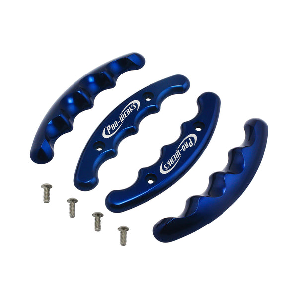 C42-492 Ergonomic Billet Aluminum Butterfly Wheel Grips with Hardware Blue