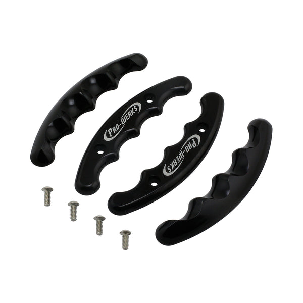 C42-493 Ergonomic Billet Aluminum Butterfly Wheel Grips with Hardware Black