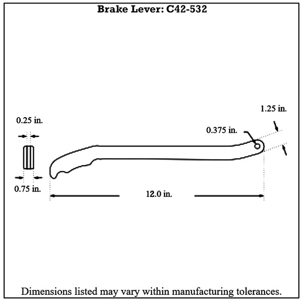 C42-532-diagram Polished Billet Aluminum Brake / Control Lever, with Billet Grips 12 Inches Long: 1 4 Inch Thick Polished