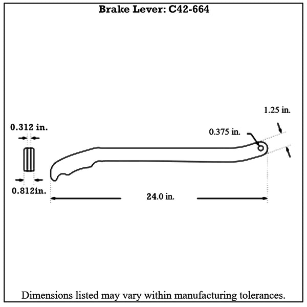 C42-664-diagram Polished Billet Aluminum Brake / Control Lever, with Billet Grips 24 Inches Long: 5 16 Inch Thick Red