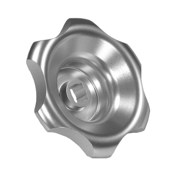 C72-263_1 Square Drive Billet Aluminum Bottle Valve Knob 0.320 in. Silver