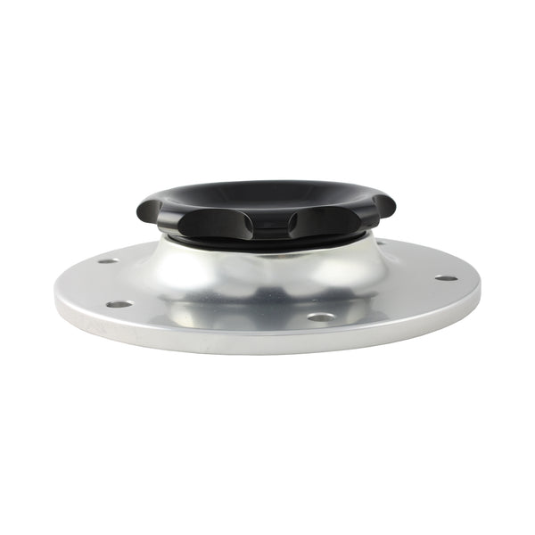 C73-705_3 Easy Turn Fill Cap with Lanyard Boss and Aluminum Fuel Cell Bung Silver 6 Bolt: 2-3 4 Inch Cap Black