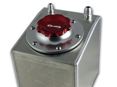 C73-706_11 Easy Turn Fill Cap with Lanyard Boss and Aluminum Fuel Cell Bung Silver 6 Bolt: 2-3 4 Inch Cap Red