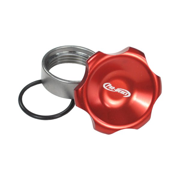 C73-731_1_93b6ebde-b632-4e9b-be09-a0857cb54477 Easy Turn Fill Cap with Stainless Steel Weld Bung 1-5 8 Inch without Lanyard Boss Red