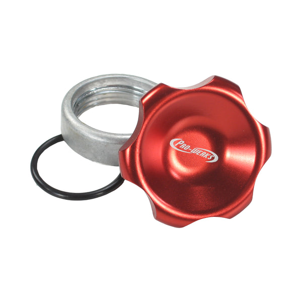 C73-736_1_ac54f359-b821-45a2-940e-0f7a6db74553 Easy Turn Fill Cap with Aluminum Weld Bung 1-5 8 Inch without Lanyard Boss 1 2 Inch Red