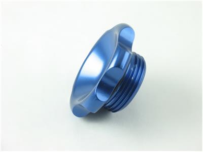 C73-737-B_6 Easy Turn Fill Cap with Aluminum Bolt-On Bung 1-5 8 Inch without Lanyard Boss Blue