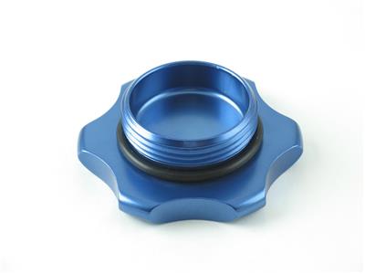 C73-757-B_4 Easy Turn Fill Cap with Aluminum Bolt-On Bung 2 Inch without Lanyard Boss Blue