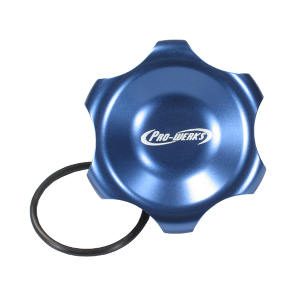 C74-757-H2_5 Easy Turn Fill Cap with Aluminum Remote Mount Bung 2 Inch without Lanyard Boss Recessed Remote Mount: 2 Inch Hose Blue