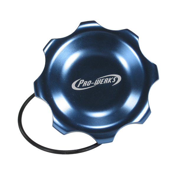 C74-777-H2_5 Easy Turn Fill Cap with Aluminum Remote Mount Bung 2-3 4 Inch with Lanyard Boss Recessed Remote Mount: 2 Inch Hose Blue