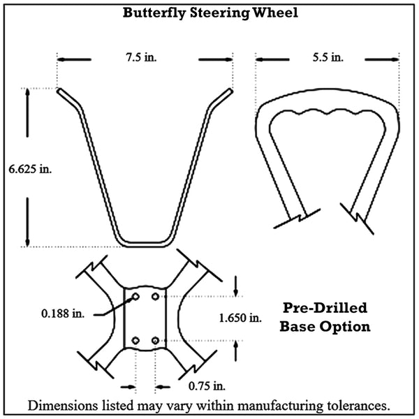 WheelDrilledDiagram Billet Aluminum Butterfly Steering Wheel