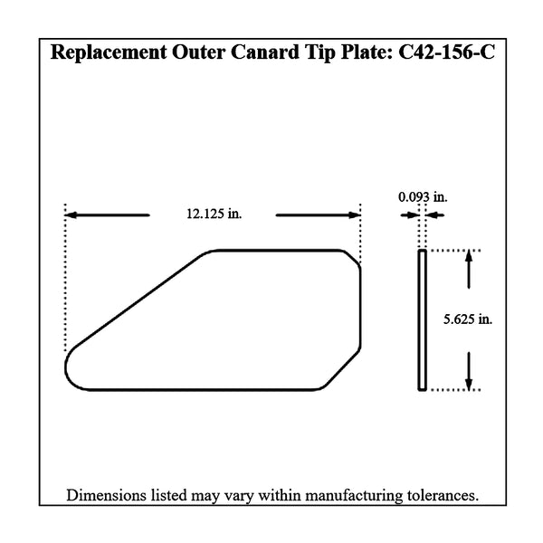 c42-124-ctdiagram2 Aluminum Front Canard Wings Outer Tips Only 8 Inch C Style