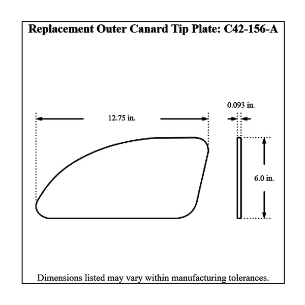 c42-127-atdiagram2 Aluminum Front Canard Wings Inner and Outer Tips 12 Inch A Style