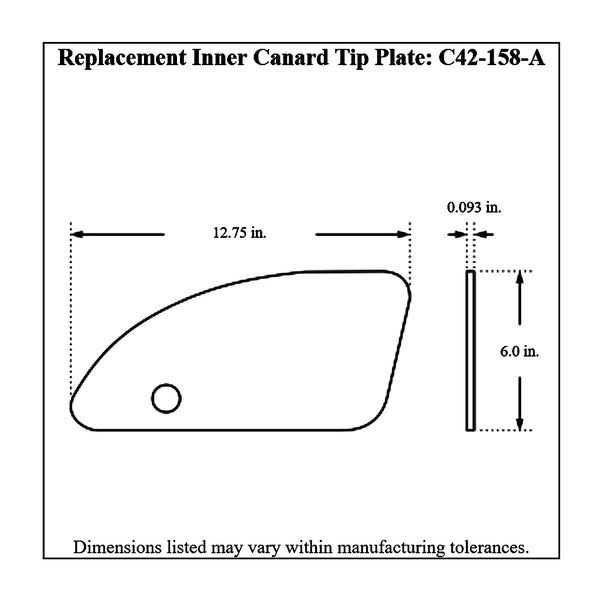 c42-127-atdiagram3 Aluminum Front Canard Wings Inner and Outer Tips 12 Inch A Style