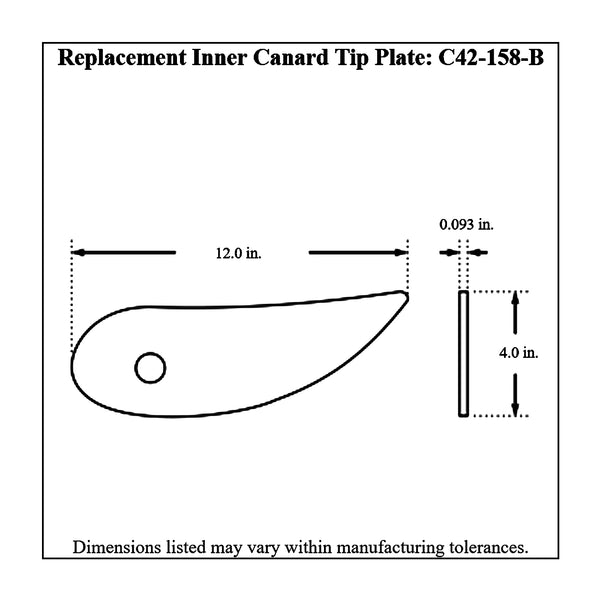 c42-127-btdiagram3 Aluminum Front Canard Wings Inner and Outer Tips 12 Inch B Style