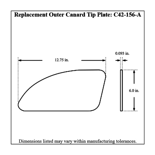 c42-128-atdiagram2 Aluminum Front Canard Wings Outer Tips Only 14 Inch A Style