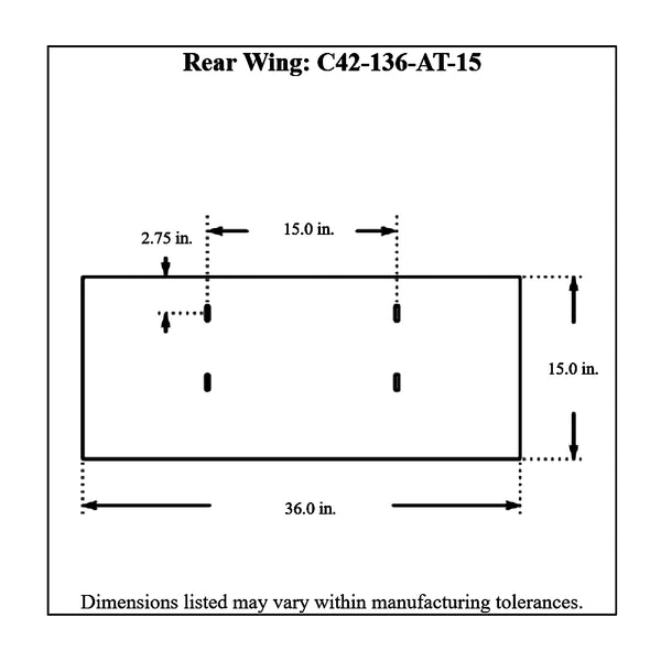 c42-136-at-15diagram Aluminum Rear Wing 36 Inch 15 Inch A Style