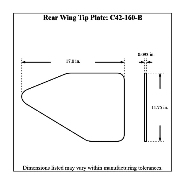 c42-136-bt-15diagram2 Aluminum Rear Wing 36 Inch 8 Inch B Style