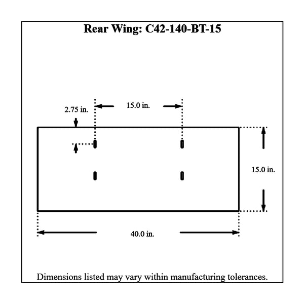 c42-140-bt-15diagram Aluminum Rear Wing 40 Inch 15 Inch B Style