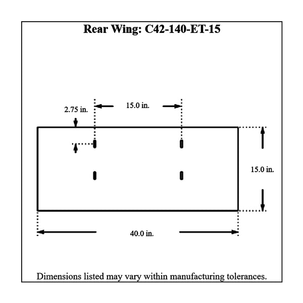 c42-140-et-15diagram Aluminum Rear Wing 40 Inch 15 Inch E Style