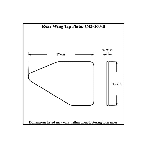 c42-144-bt-15diagram2 Aluminum Rear Wing 44 Inch 15 Inch B Style