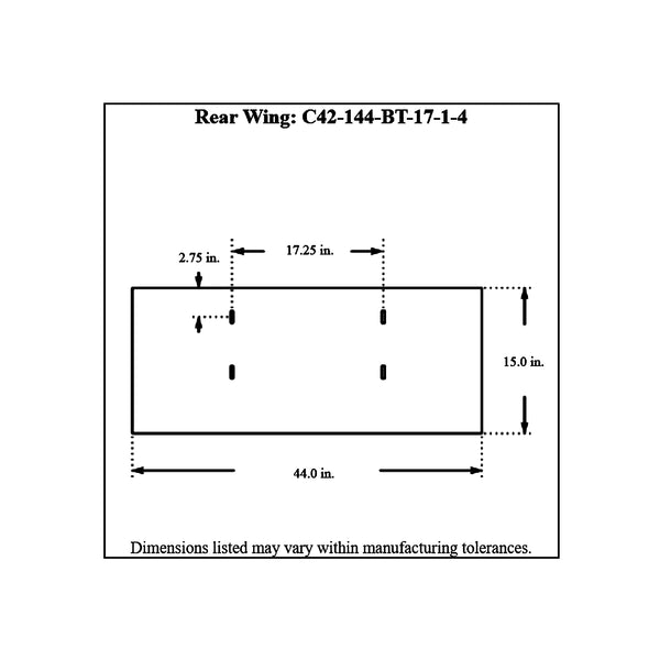 c42-144-bt-1714diagram Aluminum Rear Wing 44 Inch 17-1 4 Inch B Style