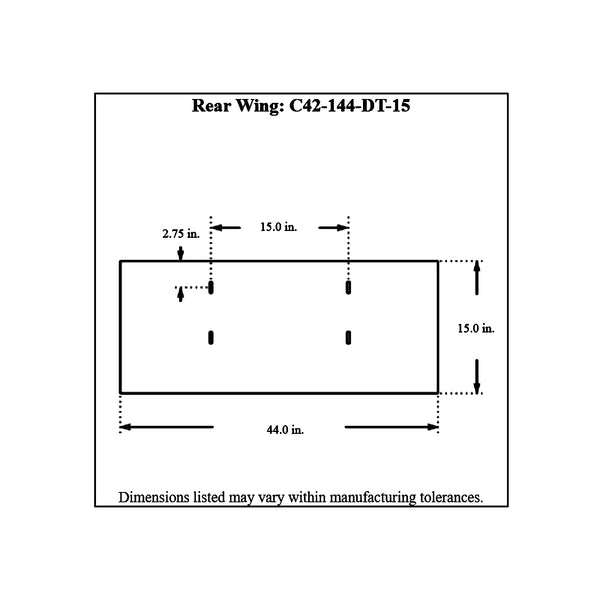 c42-144-dt-15diagram Aluminum Rear Wing 44 Inch 15 Inch D Style