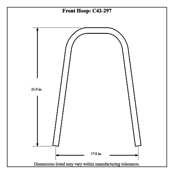 c42-297diagram 6 Point Pre-Bent Chromoly Hoop, 4130N Junior Dragster: 1-1 8 in. x 0.065 Front Hoop