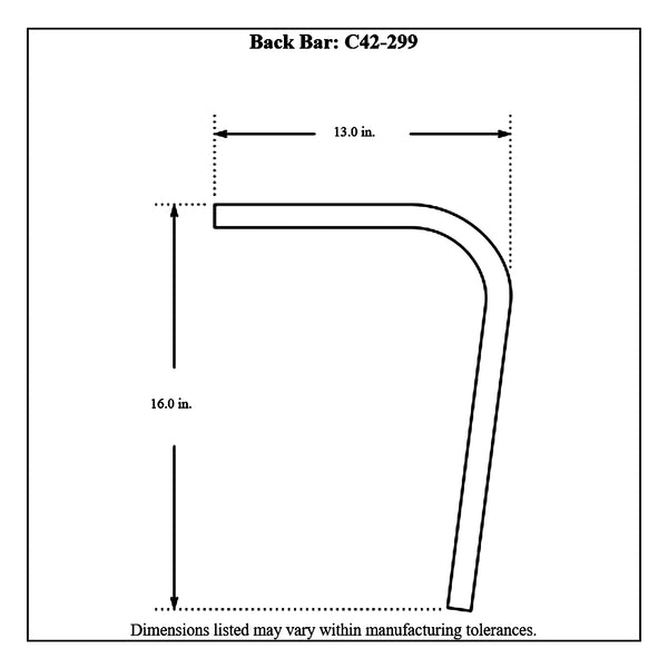 c42-299diagram Pre-Bent Chromoly Back Bar, 4130N Junior Dragster: 1-1 8 in. x 0.065