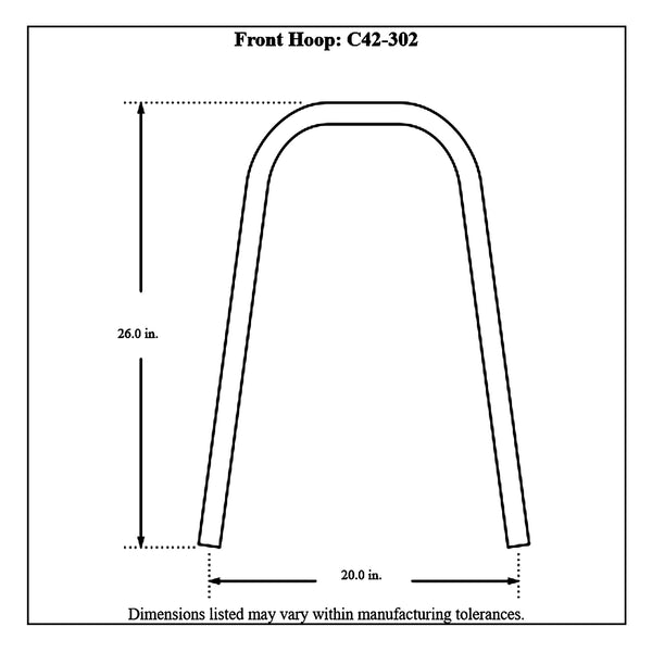 c42-302diagram 6 Point Pre-Bent Chromoly Hoop, 4130N 1-1 2 in. x 0.083 Front Hoop