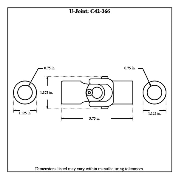 c42-366diagram_4c5616c6-3940-468d-8295-d37e83ad1aa6 Smooth Bored Both Ends, Roller Bearing Steering U-Joint 3 4 Inch Bored Inside Diameter On Both Ends