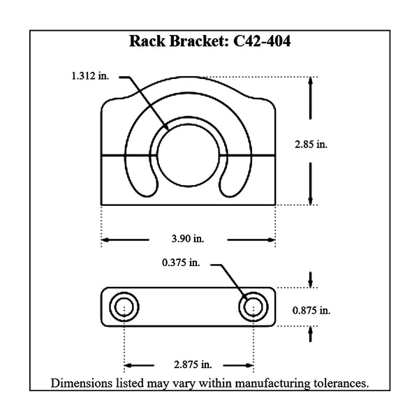 c42-404diagram Billet Aluminum Pinto Rack Mount Bracket Bracket Only