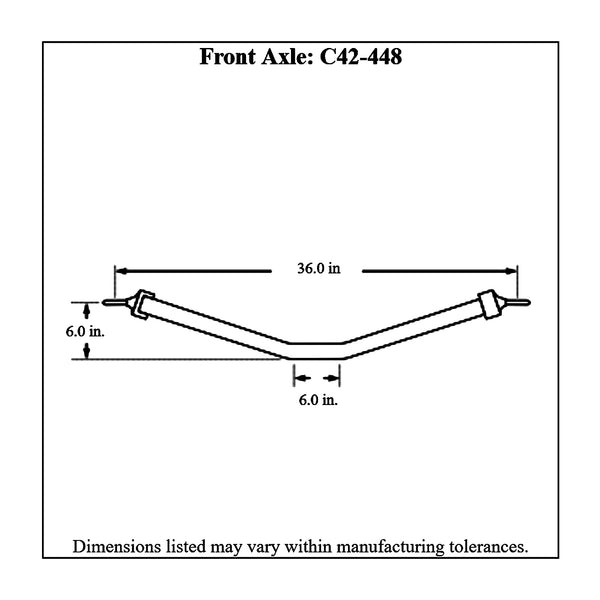 c42-448diagram Chromoly Front Axle, 4130N 36 Inch Stiletto