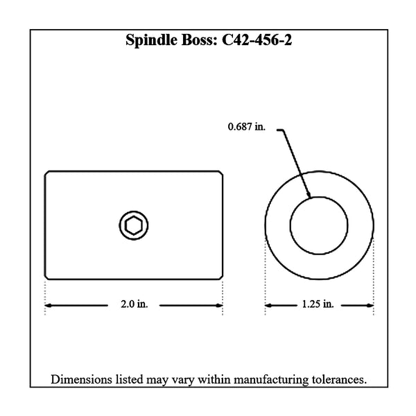 c42-456-2diagram Stiletto Spindle Chromoly Boss, Pair, 4130N