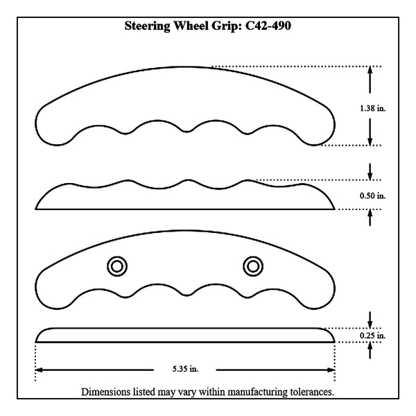 c42-490diagram Ergonomic Billet Aluminum Butterfly Wheel Grips with Hardware Polished