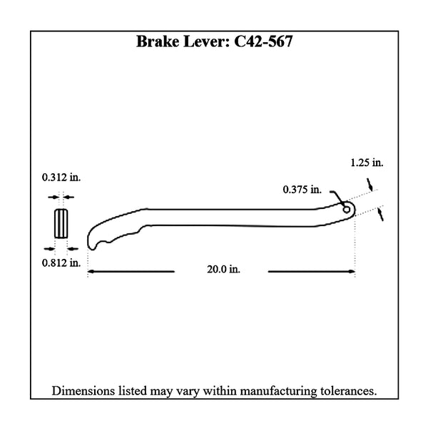 c42-567diagram Polished Billet Aluminum Brake / Control Lever, with Billet Grips 20 Inches Long: 5 16 Inch Thick Black