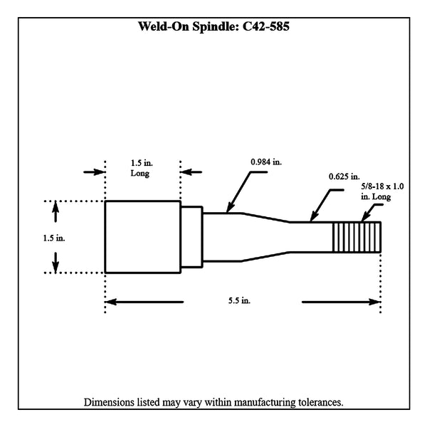 c42-585-2diagram Chromoly Weld On Spindle, Pair, 4130N