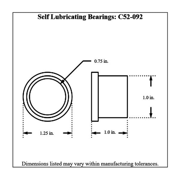 c52-092-2diagram Self-Lubricating Bearings, Pair 3 4 Inch ID: Plastic