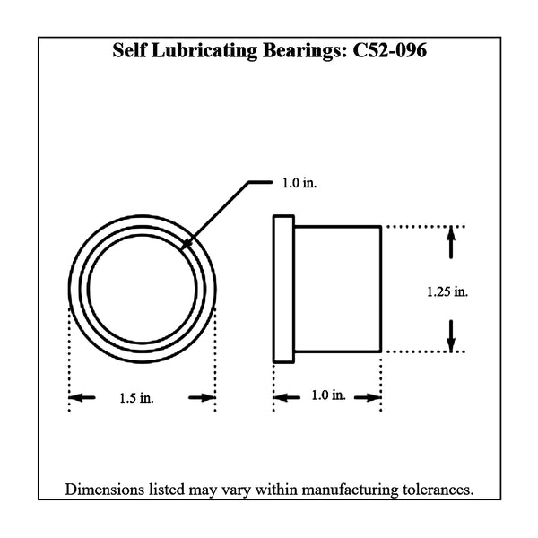 c52-096-2diagram Self-Lubricating Bearings, Pair 1 Inch ID: Plastic