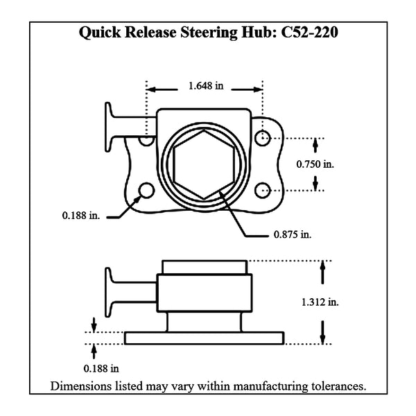 c52-220diagram 4 Bolt Quick Release Steering Hub, 42.1 SFI Certified