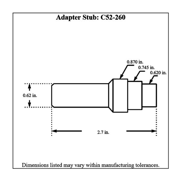 c52-260diagram Chromoly Quick Release Steering Hub Adapter Stub, 4130N