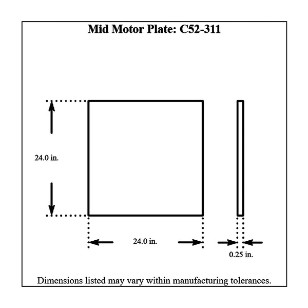 c52-311diagram Aluminum Mid Motor Plate Universal Center Hole Only 24 Inch Height x 24 Inch Width x 1 4 Inch Thick