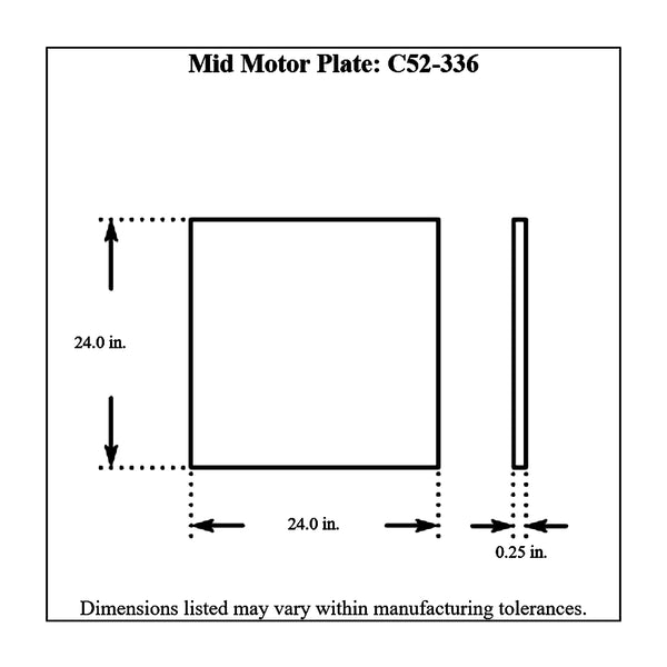 c52-336diagram Aluminum Mid Motor Plate Small Block Mopar 24 Inch Height x 24 Inch Width x 1 4 Inch Thick